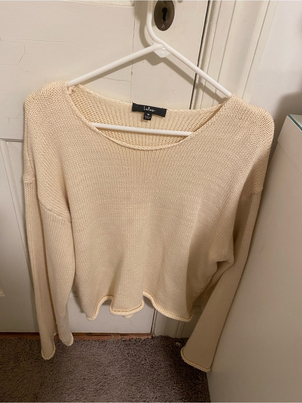 Like New Lulu's Cream Loose Knit Long Sleeve Sweater